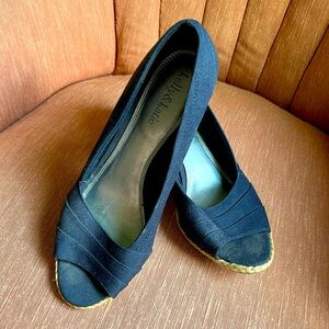 Blue wedge espadrilles